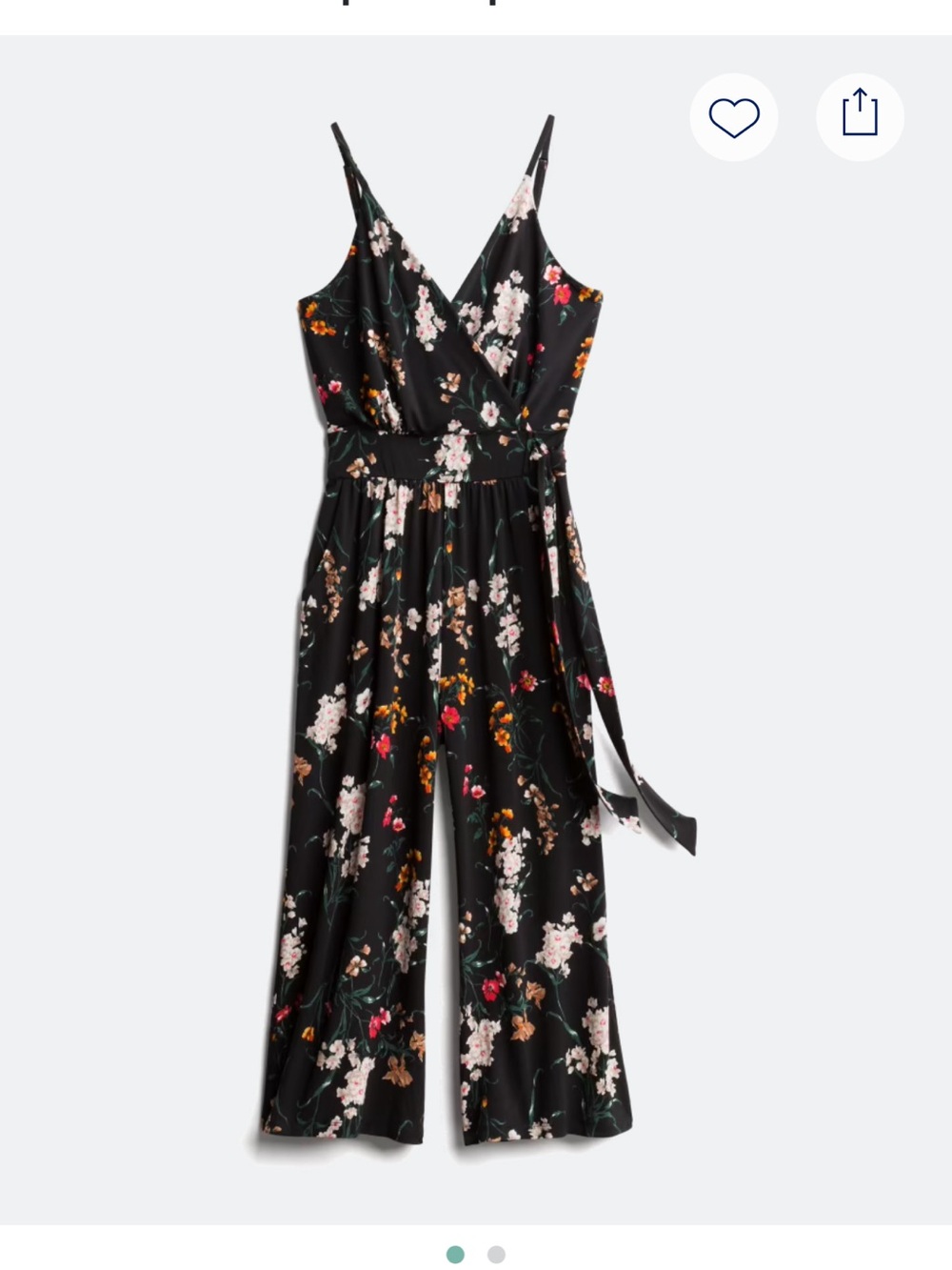 Kaileigh Black Floral Wrap Jumpsuit with Self-Tie Waist